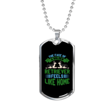 Feels Like Home Green Necklace Stainless Steel or 18k Gold Dog Tag 24&quot; Chain - £37.92 GBP+