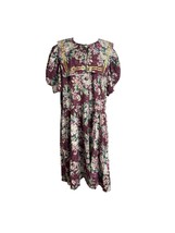 Vtg 80s Remember Me Womens Plus Size 24W Dress Floral Pilgrim Collar Cot... - $44.55