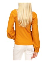 Michael Michael Kors Womens Gold Square Back Unlined Long Sleeve V Neck Top S - £31.43 GBP