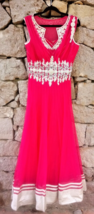 Indian Long Pink Anarkali Gown Bridal Wedding Dress Party Wear Bollywood Small - £62.98 GBP