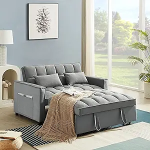 3-In-1 Tufted Futon Loveseat Sofa Convertible Sleeper Couch Bed W/Pull O... - £877.90 GBP