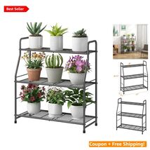 Sturdy 3-Tier Metal Plant Stand - Perfect for Living Room &amp; Garden Decor - $66.28
