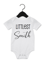 Baby Birth Announcement - Littlest (LAST NAME) Bodysuit - Baby T Shirt - Unisex - £11.95 GBP