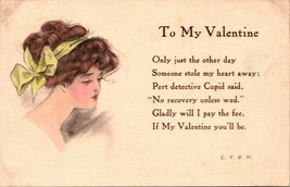 Vintage Postcard Valentine&#39;s Day To My Valentine Unused Unposted - £14.81 GBP