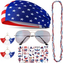 4th of July Accessories Includes Red White and Blue Headband American Fl... - £23.99 GBP