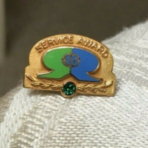 Vintage Advertising 15 Year Service Award Pin Green Stone 1/10 10K Gold 283A - £7.86 GBP