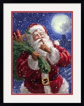 Santa on Blue with Moon Framed Fine Art Print by Marcello Corti - £244.15 GBP