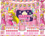 Princess Peach Party Birthday Supplies 145Ps - Party Decorations Include... - £33.39 GBP