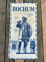Bochum Banner Germany Towel Banner Dog Man 36&quot; x 18&quot; Blue White Cotton G... - £35.18 GBP