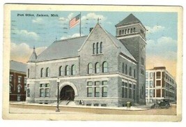 Post Office Postcard Jackson Michigan 1918 - £7.78 GBP