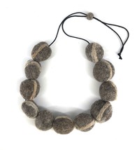 Felt pebble sea bead necklace, textile art necklace, statement necklace, handmad - £46.12 GBP