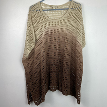 Coldwater Creek Ombre Sweater Poncho Womens M/L Crochet Boxy Oversized Cotton  - £14.33 GBP