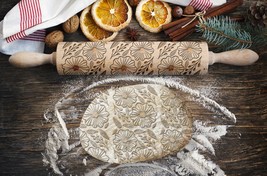 Engraved rolling pin.Original shape.FLOWERS 3 pattern.Laser Engraved for... - £22.02 GBP