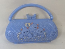 Doll Size Plastic Purse Blue Cats Basket 3x4 Inch Vintage - £12.93 GBP