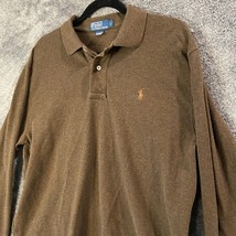 Ralph Lauren Polo Shirt Mens Large Brown Longsleeve Heavy Preppy Academi... - $13.89