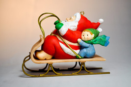 Hallmark: Sledding Santa - Santa with Child on Sleigh - 2016 Ornament - £10.21 GBP