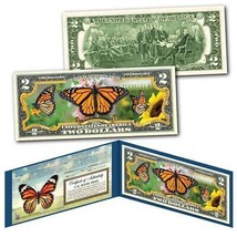 MONARCH BUTTERFLY Authentic Legal Tender Colorized $2 Bill with Display &amp; Cert - £11.20 GBP