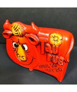 Vtg Taurus Zodiac Bull Coin Bank Red Made Japan Horoscope April 20 May 20 - $813.28 MXN