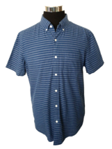 American Eagle Shirt Men&#39;s Size Large Cotton Navy Blue White Horizontal Stripes - £11.87 GBP