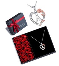 Valentines Day Gifts for Her Rose Heart Initial Necklaces, - £93.38 GBP