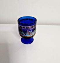 Vintage Cobalt Blue Shot Glass San Francisco, CA Cityscape Miniature Wine Glass - £11.26 GBP