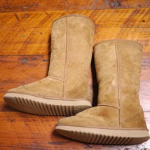 Genuine Brown Leather Sheepskin Suede Shearling Soft Winter Womens Boots... - $36.62