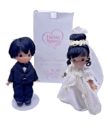 Vintage Precious Moments Bride &amp; Groom Doll Boxed Pair Black Hair Brown ... - $119.99