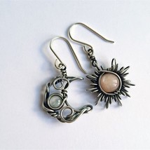 Bohemia Sun and Moon Earrings Silver Color Crystal Drop Earrings Women Female Bo - £9.02 GBP
