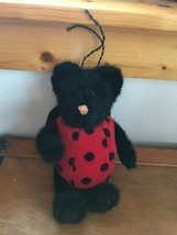 Gently Used Plush Boyds Bears Black Teddy Bear in Lady Bug Costume Stuffed Anima - £8.33 GBP