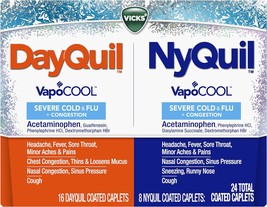 DayQuil and NyQuil SEVERE with Vicks VapoCOOL, Cough, Cold &amp; Flu Relief Combo Pa - £19.47 GBP