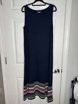 J. JILL Navy Blue Stripes Bottom Tank Top Midi Dress Size Large Petite - $27.99