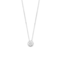 7mm Round Simulated Diamond Solitaire Bezel Set 925 Sterling Silver Necklace 16&quot; - £61.67 GBP