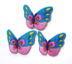 12 pcs Turquoise Blue w/ Beaded Butterfly Embroideries Patches Iron On PH62 - £8.01 GBP