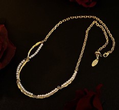18K Gold  Stacey Pearl Bib Necklace  vermeil, stackable, Misomma, vinader, bold - £39.26 GBP