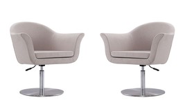 Voyager Swivel Adjustable Accent Chair in Barley and Brushed Metal (Set of 2) - £660.70 GBP