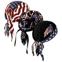 3 Pcs Do Rags For Men Stripe Star Skull Cap American Flag Bandana Hat Breathable - £30.68 GBP