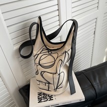 Dbag for women versatile canvas shoulder bag ins pu leather bucket bag retro aesthetics thumb200
