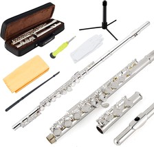 Eastrock Closed Hole Flutes C 16 Keys Silver Plated Flute, And Tuning Rod. - £153.33 GBP