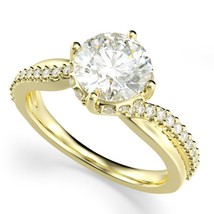 1.5Ct Round Cut LC Moissanite Solitaire Engagement Ring Yellow Gold Plated - £58.68 GBP