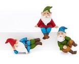 Gnome Pot Huggers Set 3 Different Poses 3.5&quot; high  Resin Plant Garden Ho... - £21.33 GBP