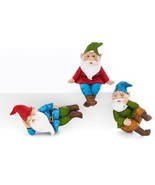 Gnome Pot Huggers Set 3 Different Poses 3.5&quot; high  Resin Plant Garden Ho... - £21.01 GBP