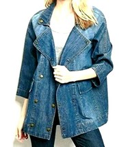 Jacket Denim Jeans Size S/M - M/L The Hanger Loose Fit Doubled Breasted NEW - £14.54 GBP