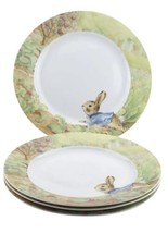 4 Beatrix Potter Peter Rabbit Easter Spring Meadow Bunny Dinner Plates 1... - $60.00