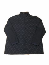 Haggar Men&#39;s Sweater Argyle Quarter-Zip Built-in-Tee Rib Texture Navy Size L - £19.62 GBP