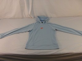 Adult Women&#39;s Nike Sky Blue Orange Swoosh Hoodie Pullover Sweatshirt Nic... - $22.35