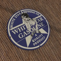 1930 Vintage Style White Star Gasoline Refining Co Fantasy Porcelain Enamel Sign - £97.78 GBP