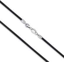 Black Brown Leather Cord Chain Necklace with 925 Sterling Silver Clasp,Leather C - £16.59 GBP