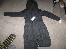 NWT Women&#39;s Cole Haan Hooded Parka Coat Puffer Black Long XS Small / MSRP 280$ - £85.02 GBP