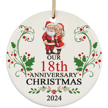 Cute Santa Claus Couple 18th Anniversary 2024 Ornament Gift 18 Years Christmas - £11.83 GBP