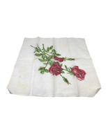 Vintage Handkerchief Hankie Red Pink Roses White Floral Flowers Romantic... - $282.23 MXN